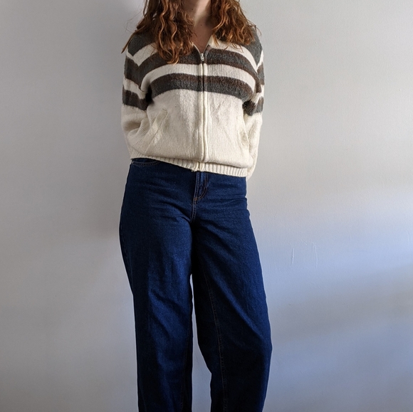 1970’s Bomber-Style Wool Zip-Up Sweater - Picture 1 of 5